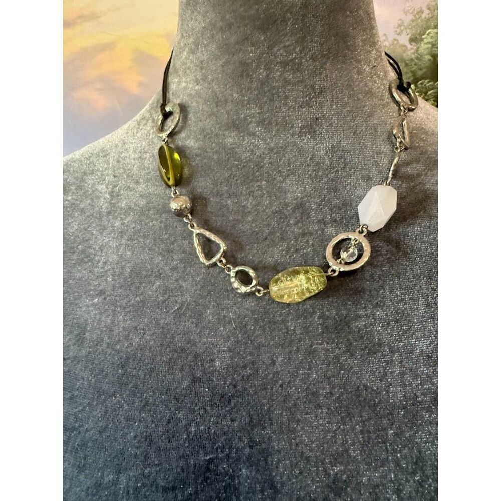 Retired Lia Sophia Necklace/Choker Silver Sea foam Bead - Picture 1 of 5